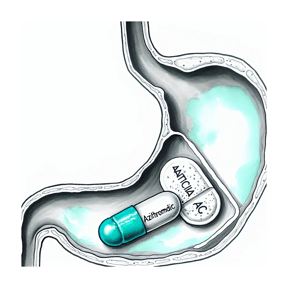 تداخل آزیترومایسین با آنتی‌اسید و پنتوپرازول
