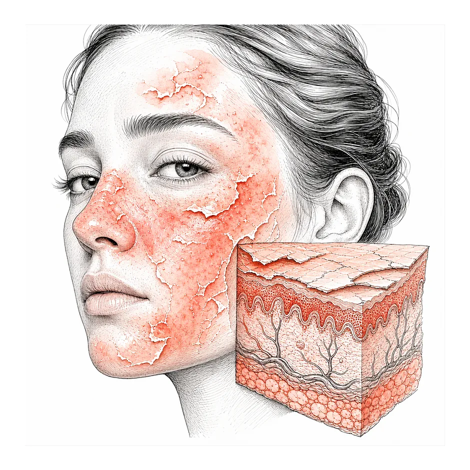 عوارض و پوسته شدن روی صورت ناشی از استفاده از کرم آرایشی