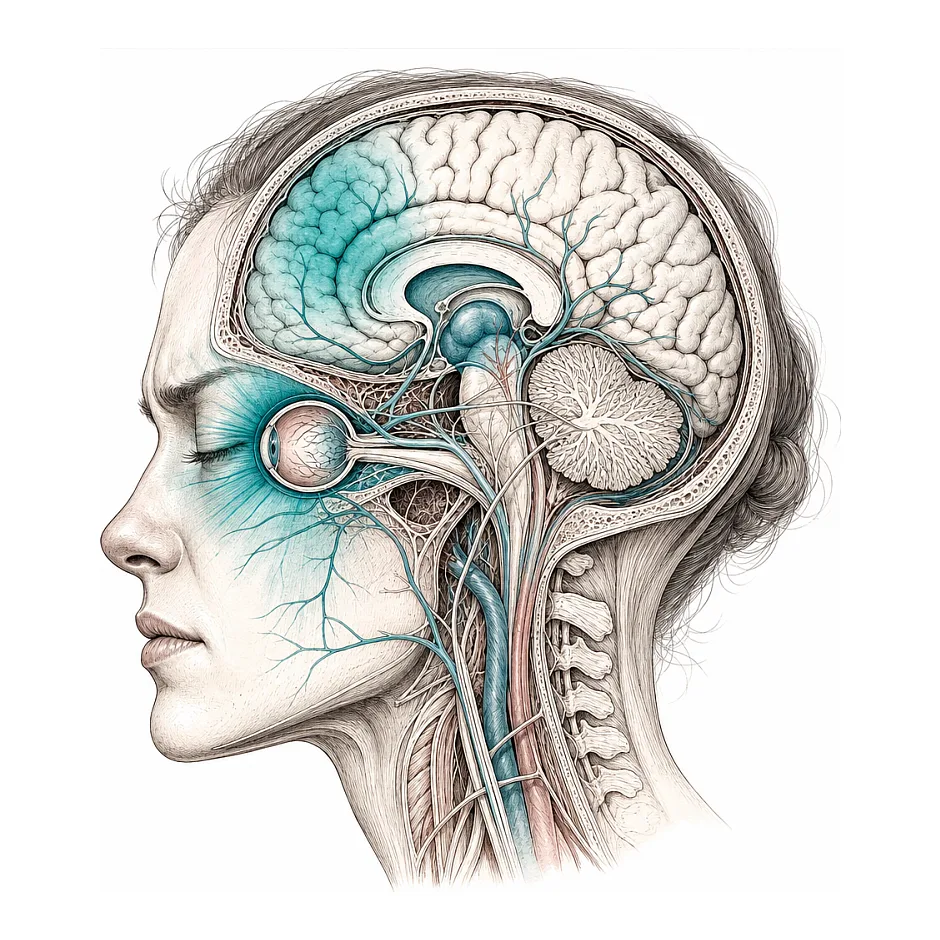 تفسیر MRI برای فرد دارای سردرد و تاری چشم