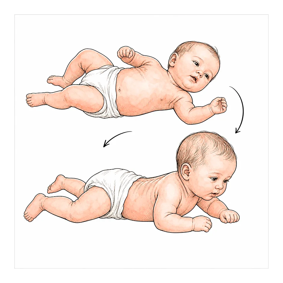 چند ماهگی کودک باید روی شکم برگردد؟