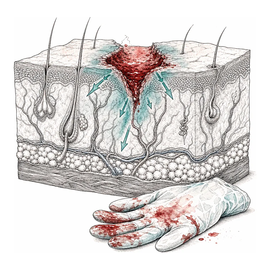 آیا از تماس دستکش خون‌آلود با زخم HIV می‌گیرم؟