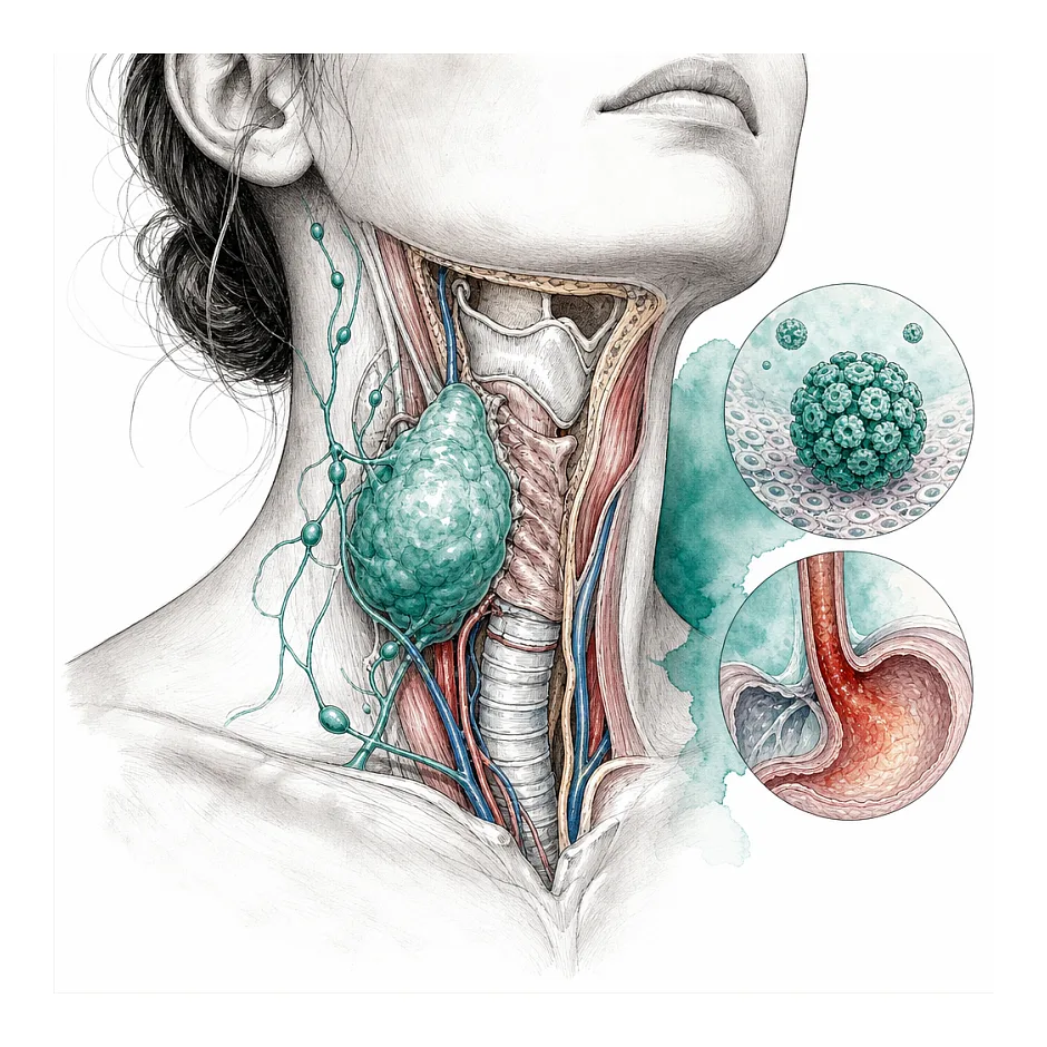 علل تورم غده در ته گلو و ارتباط آن با HPV و رفلاکس معده
