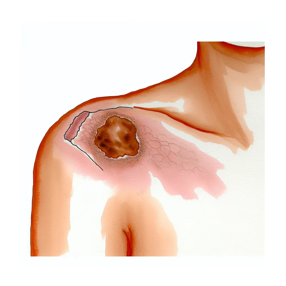 لکه قهوه‌ای روی کتف — علت و درمان