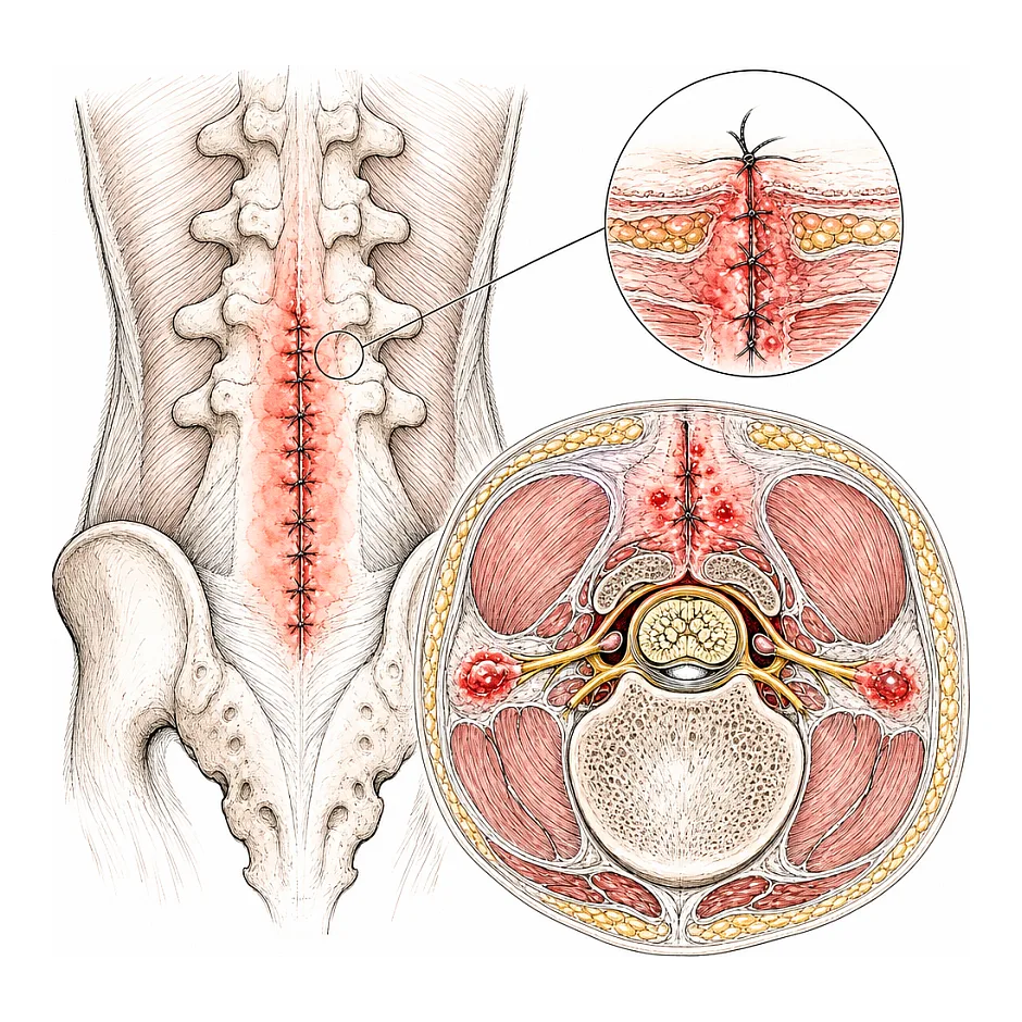 خطرات نخ بخیه جامانده پس از عمل جراحی دیسک کمر