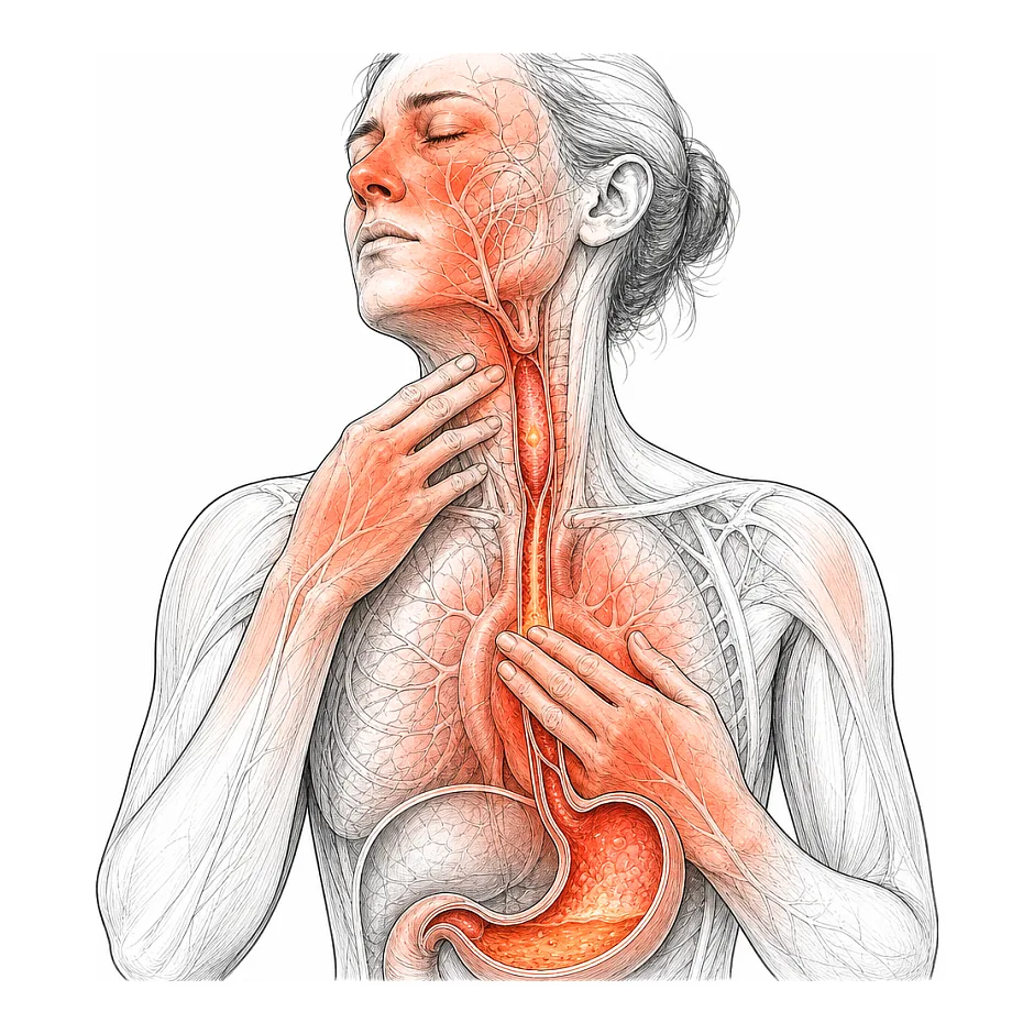 سوزش و داغی صورت، گردن و دست‌ها — علت احتمالی
