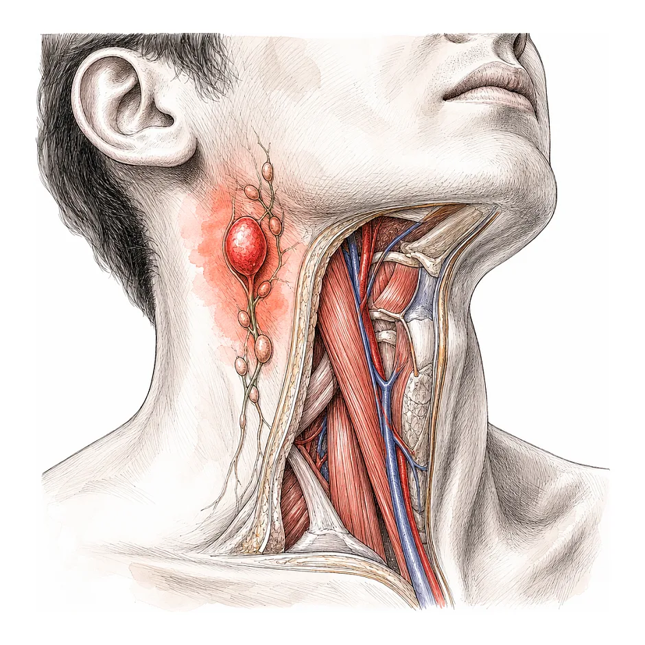 غده دردناک زیر سر یا گردن — آیا خطرناک است؟