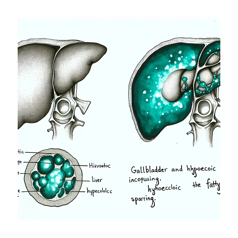نواحی هیپواکو کنار کیسه صفرا و کبد چرب