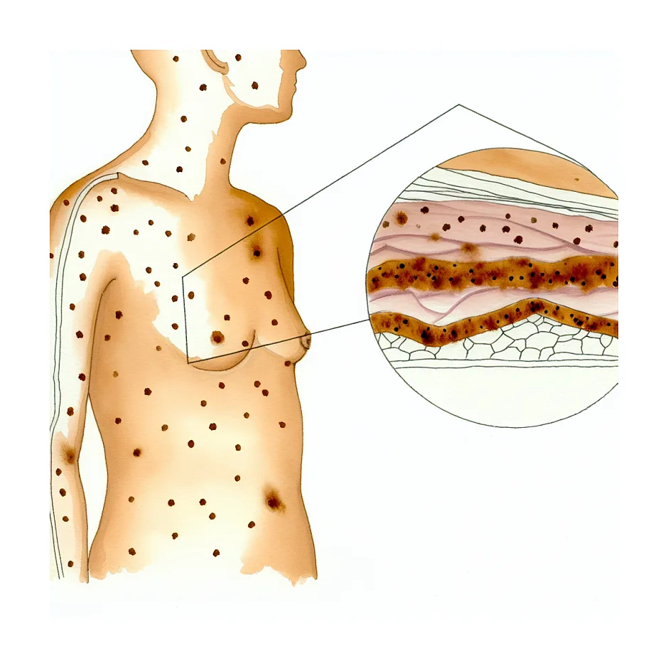 علت لکه‌های قهوه‌ای شکم و شانه و زگیل‌های ریز گردن