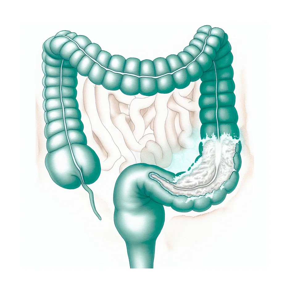 خروج کف سفید از مقعد و نفخ شدید شکم