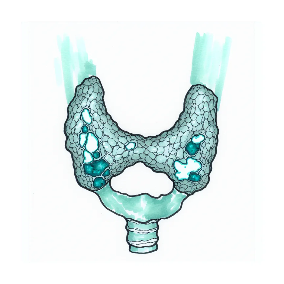 چندین نودول هیپواکو در تیروئید و احساس خفگی