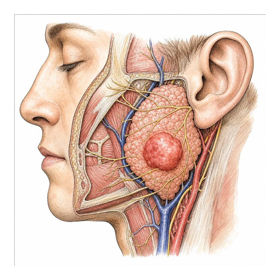علت وجود توده در قسمت لترال غده بزاقی چیست؟