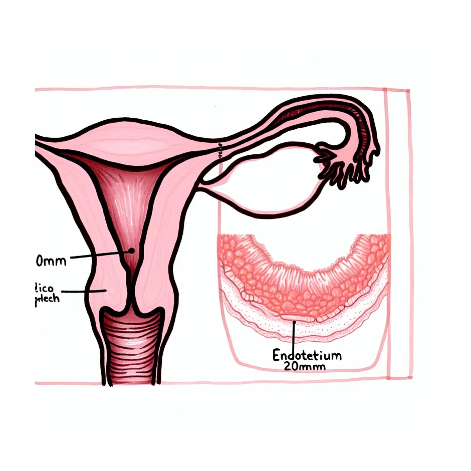 ضخامت اندومتر ۲۰ میلی‌متر در روز ۱۲ سیکل قاعدگی