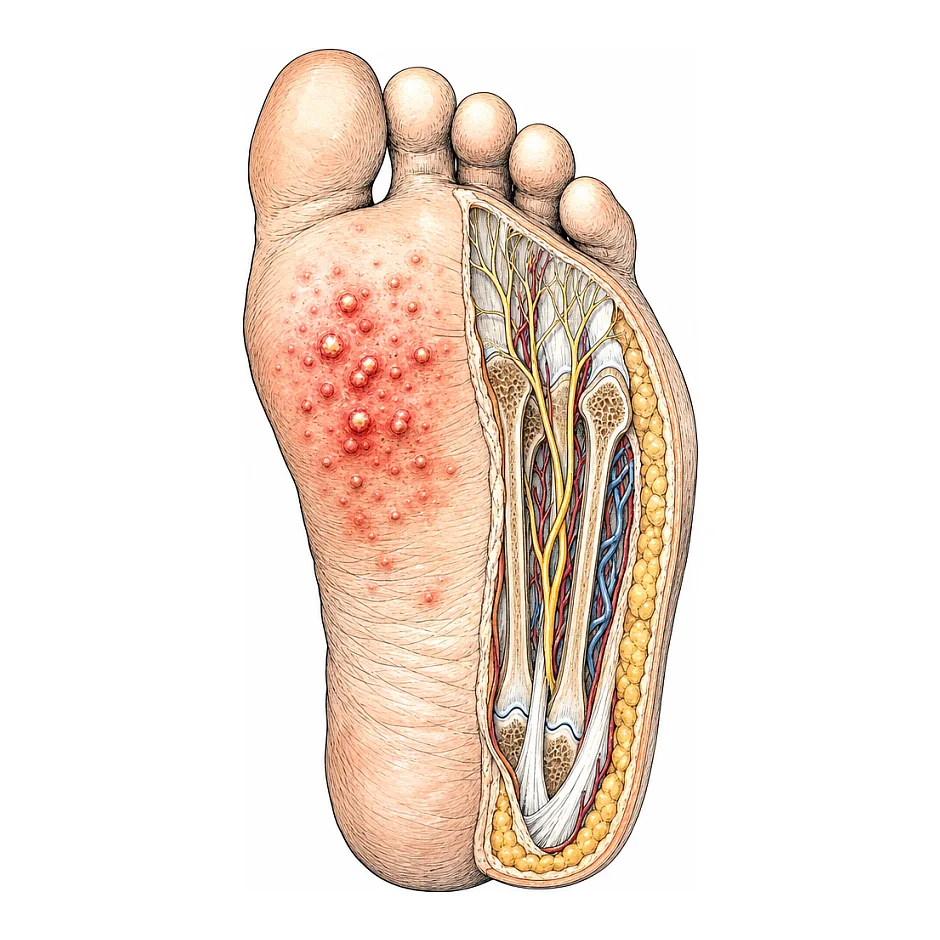 آیا جوش در کف پا نشانه دیابت است؟