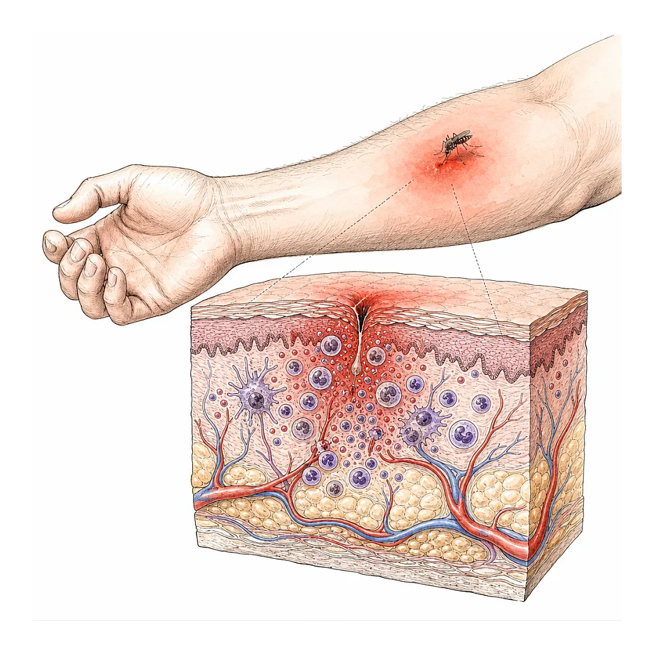 خطرات گزیدگی حشرات بر روی بدن