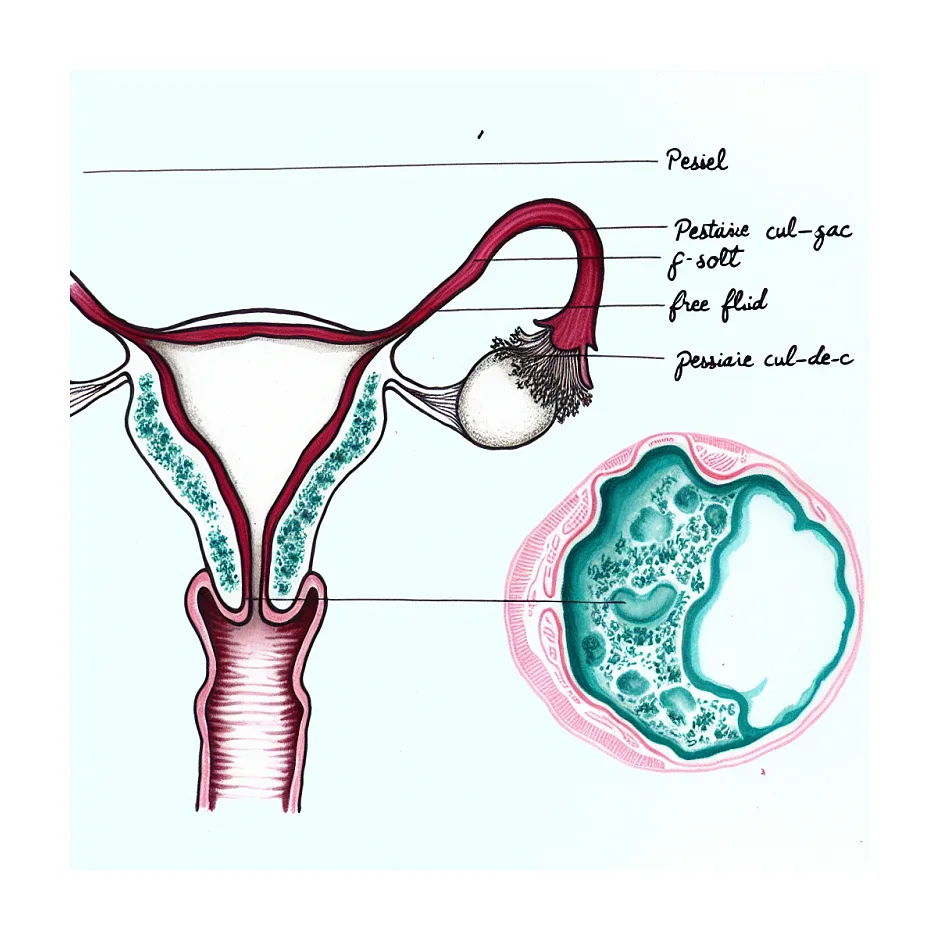 مایع آزاد در ساک خلفی و کیست درموئید تخمدان