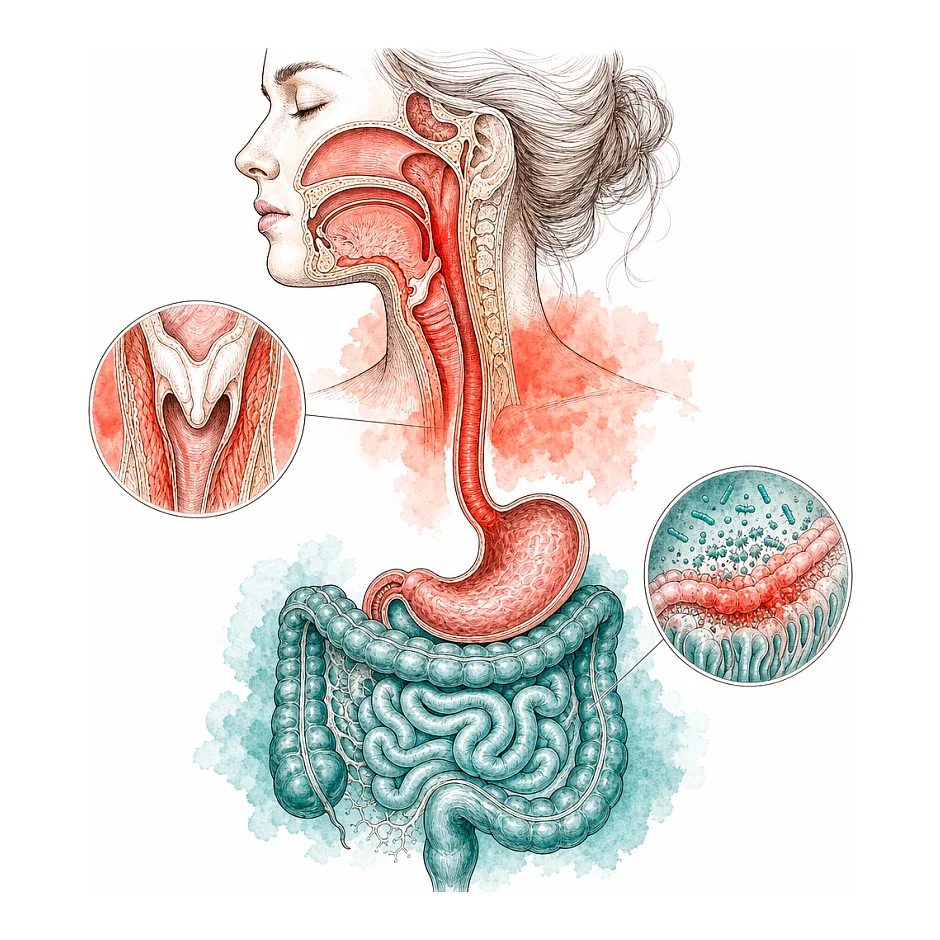 رابطه سوزش گلو با مشکلات روده: آیا نیاز به مراجعه به متخصص است؟