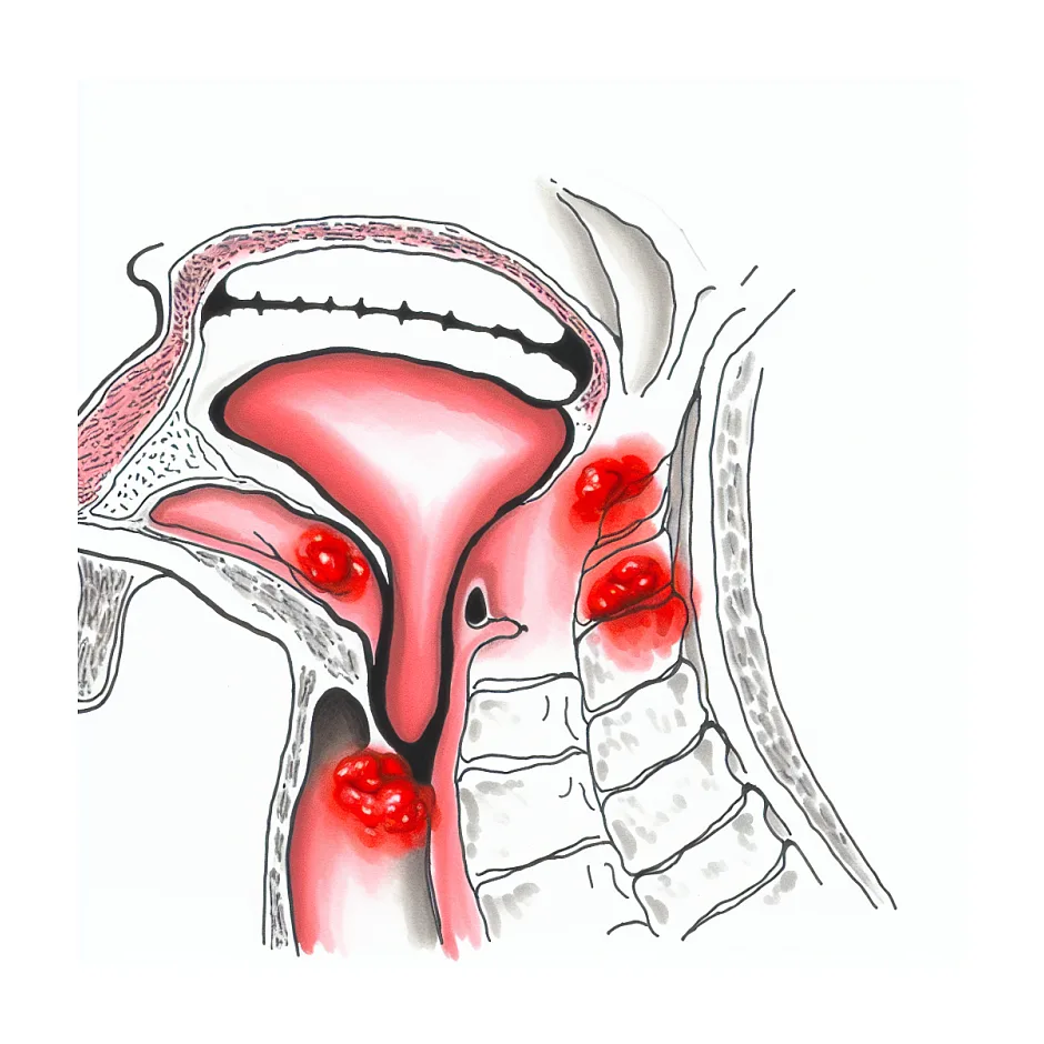 دانه‌ های قرمز ته حلق و نگرانی از سرطان دهان