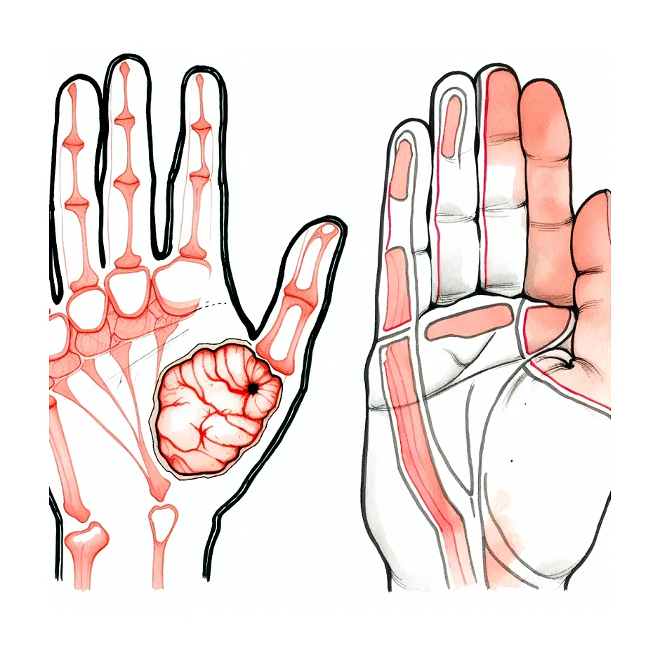 علت برآمدگی سفت و دردناک کف دست چیست؟