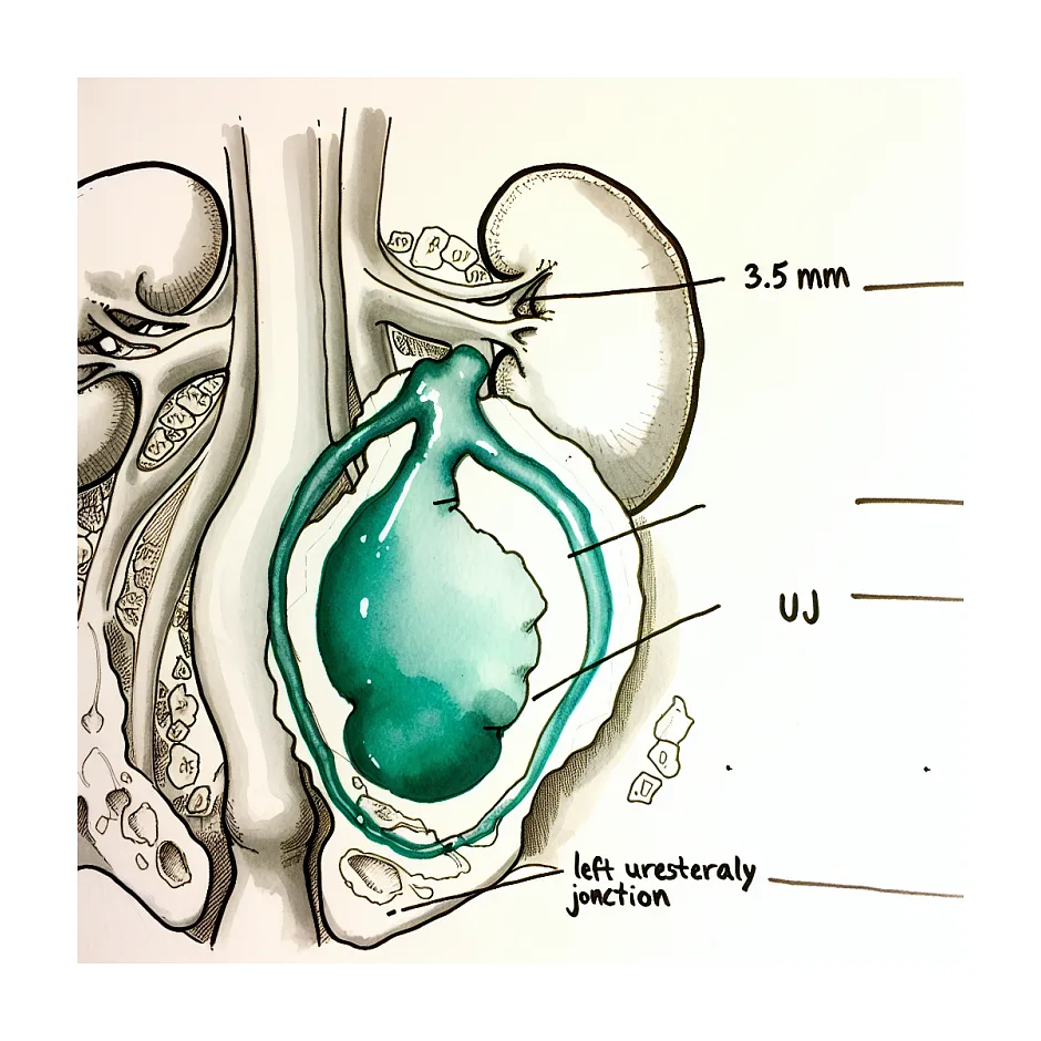 سنگ کلیه ۳.۵ میلی‌متری UVJ چپ؛ راه‌های دفع سریع