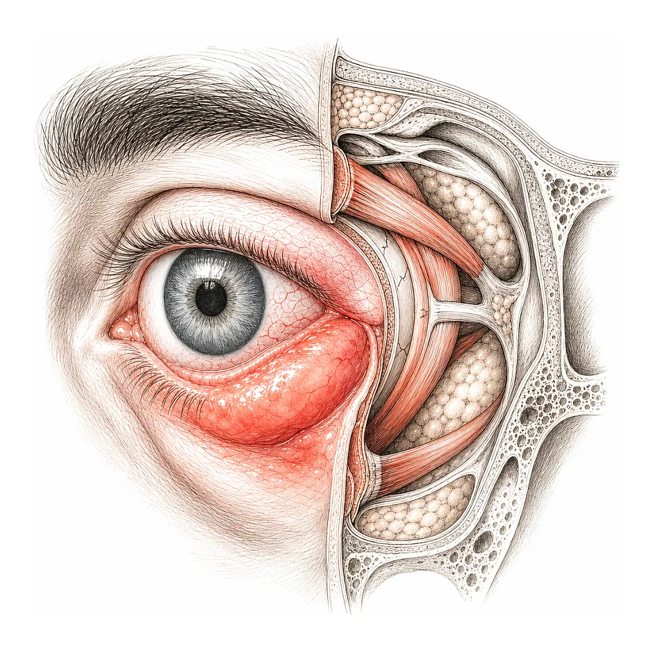 علل و درمان تورم و درد در چشم چپ همراه با برجستگی پشت پلک
