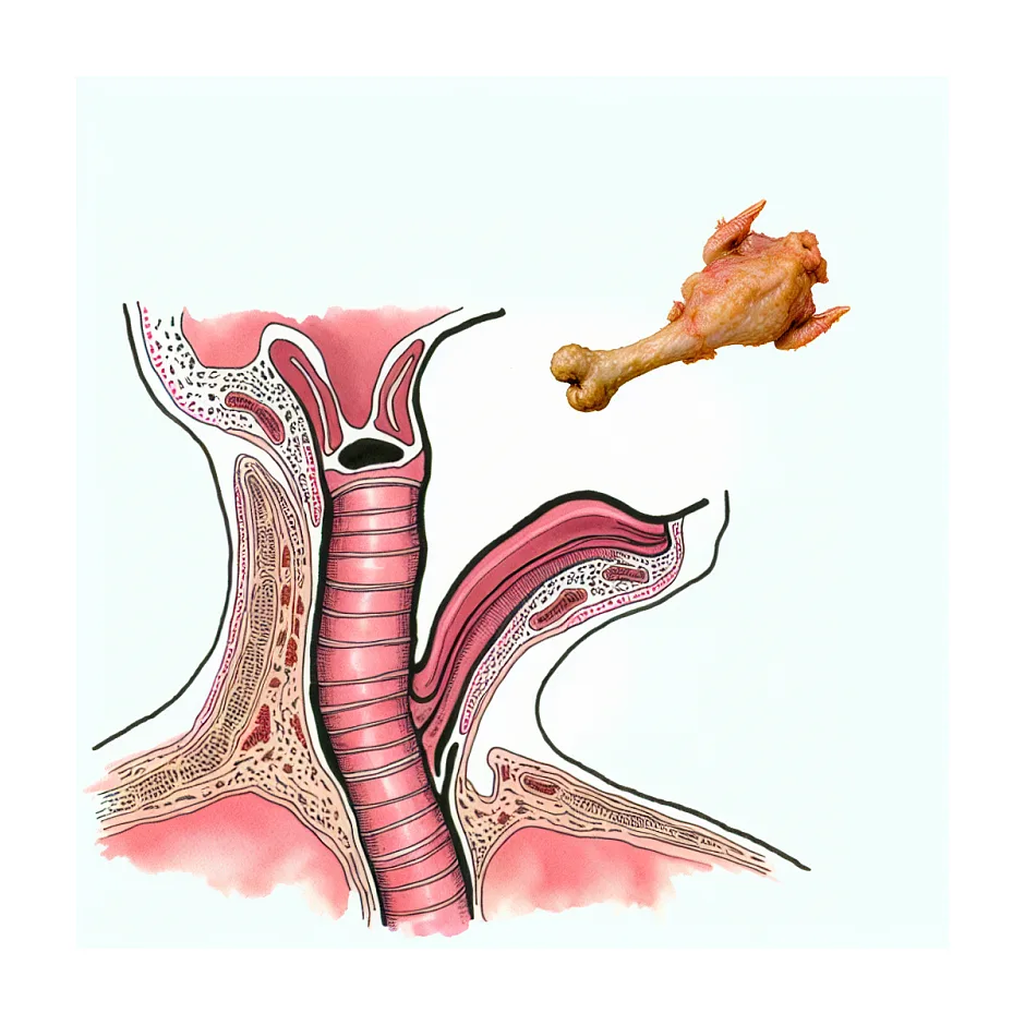 گير كردن احتمالی استخوان مرغ در گلو و درمان