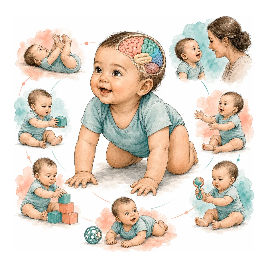 تکامل فیزیکی و رفتاری نوزاد ۶ ماهه
